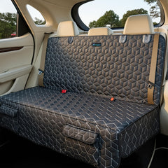 Meginc back-seat dog car seat cover with 54-inch width protects upholstery from dirt and hair.