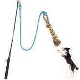 Meieke Flirt Pole dog teaser wand in action outdoors, boosting play and bonding.