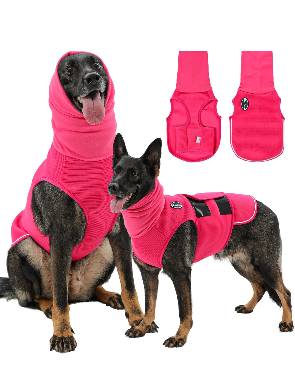 Meifsou dog anxiety vest with hood in rose provides gentle pressure for calmer moments.