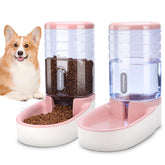 Meikuler automatic feeder and water dispenser in pink, front view for easy care.