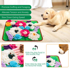 Meilzer Snuffle Mat green close-up texture highlights durable fleece and food hiding.