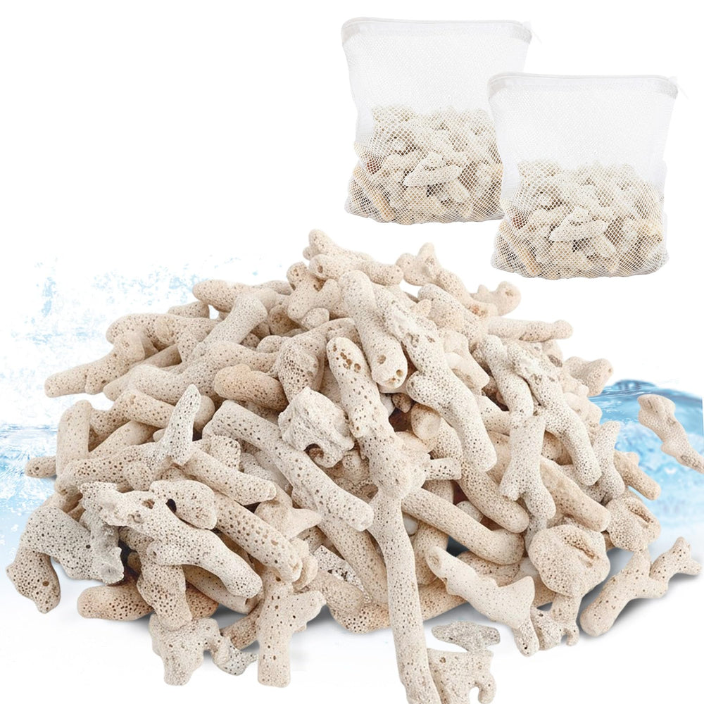 Meimaao crushed coral in an aquarium bag for easy filtration setup.