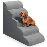 MEJYJEM dog stairs 28.7h front view with stable five-step design for easy bed access.