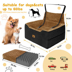 Melafa365 dog car seat elevated cushion provides plush support on rides