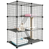 Melaid DIY Modular Cat Playpen assembly view shows 2x3x1 grid panels for flexible indoor enclosure