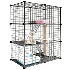 Melaid DIY Modular Cat Playpen assembly view shows 2x3x1 grid panels for flexible indoor enclosure