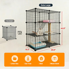 Melaid DIY Modular Cat Playpen rust-resistant frame emphasizes safety and airflow