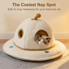 Mellownido large cat bed with cave shape accommodates bigger cats and multi-pet households.