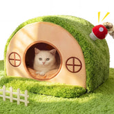 Mellownido Cat House exterior view showcases stylish hideaway for calm cats