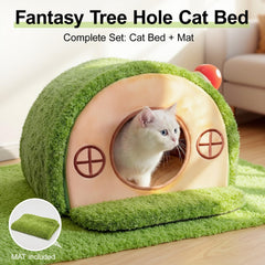 Mellownido Cat House interior with plush cushion invites cozy lounging and warmth