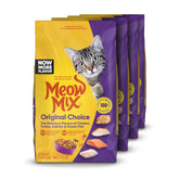 Meow Mix Original Choice bag packaging showing four 3.15-lb bags for daily balanced feeding.
