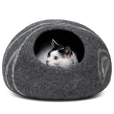 MEOWFIA Cat Cave front view in dark grey, cozy hideaway.