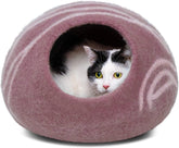 MEOWFIA cat cave gold rose large front view offers a cozy hideaway for indoor cats.