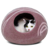 MEOWFIA Cat Cave gold rose medium side view offers a cozy private hideaway