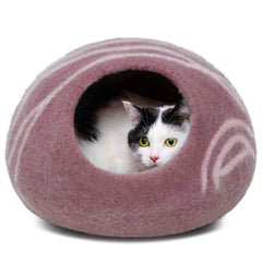 MEOWFIA Cat Cave gold rose medium side view offers a cozy private hideaway