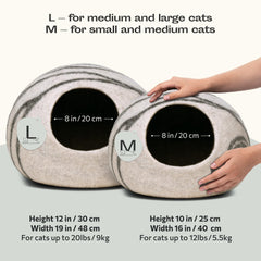 MEOWFIA Cat Cave wool texture close-up emphasizes natural, chemical-free materials.