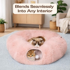 Meowfia cat tunnel circle lounge complements home decor while providing safe play.