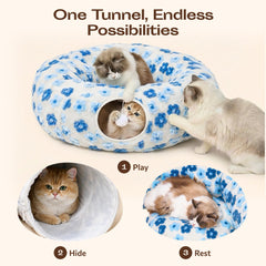 Meowfia interior view shows roomy tunnel for hiding and play.