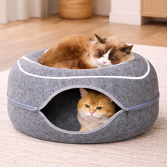 MEOWFIA Peekaboo Cat Cave Donut top view showing cozy multi-cat retreat
