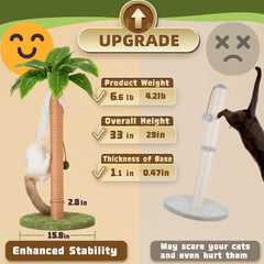 Meowoou cat tree shows easy assembly and a non-slip base for safety.