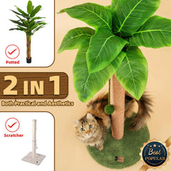 Meowoou cat tree with multi-level climbing and sisal surfaces for scratching.