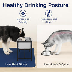 MeoWriental raised bowl on a full metal stand for stable drinking.