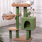 Meowrista cactus cat tree overview showcases a vibrant green 34-inch play space