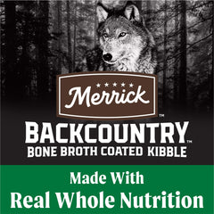 Merrick Backcountry freeze-dried raw bites add texture and flavor.