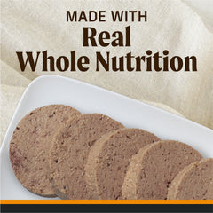 Merrick Backcountry grain-free wet dog food pull-tab can-open shows easy serving option.