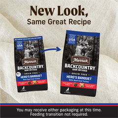 Merrick Backcountry Hero Banquet with freeze-dried raw pieces for texture