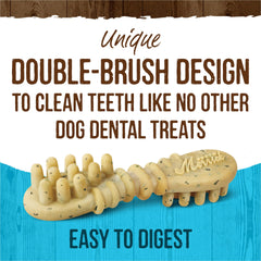 Merrick Fresh Kisses double-brush chews for cleaning teeth in small dogs.