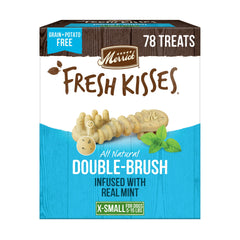 Merrick Fresh Kisses double-brush chews for tiny dogs support cleaner teeth and fresher breath