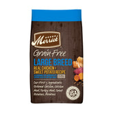 Merrick Grain Free Large Breed bag front showing real chicken ingredients for balanced nutrition