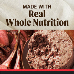 Merrick grain-free pate texture closeup showcases smooth, palatable meal option.