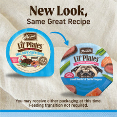Merrick Lil Plates real beef first ingredient highlights quality protein for small breeds.
