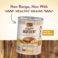 Merrick wet dog food without peas, lentils, or soy for a simple protein source.