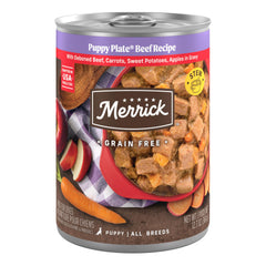 Merrick Puppy Plate front label showing grain-free puppy formula