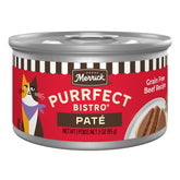 Merrick Purrfect Bistro beef pate cans ready for a protein-rich meal.