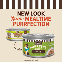 Merrick Purrfect Bistro grain-free turkey pate highlighting real deboned turkey as first ingredient