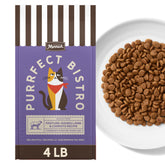 Merrick Purrfect Bistro lamb and carrots kibble in bag front for adults.