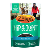 Merrick Zukeβs Hip and Joint beef treats in a resealable pouch support daily mobility.