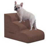 Mesa Lemon dog steps 3-step stairs closeup highlighting sturdy design for safer climbs.
