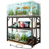 METYERRY 40 gallon stand front view with built-in outlets for convenient power management