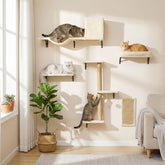 MEWANG 5-in-1 cat wall shelves front view shows sturdy perch for lounging high