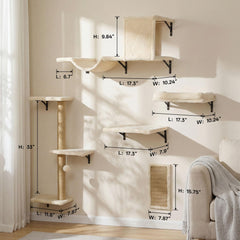 MEWANG 5-in-1 cat wall shelves side view highlights space saving design