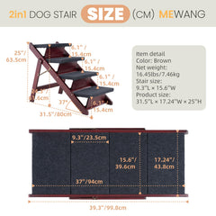 MEWANG pet stairs in ramp mode for smooth transitions to beds and couches.
