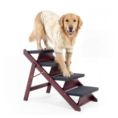 MEWANG wooden pet stairs with 3-in-1 foldable design for safe climbs to beds and couches.