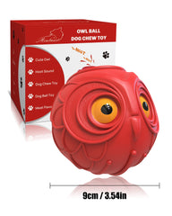 Mewlmart Giggle Ball closeup shows durable natural rubber texture.