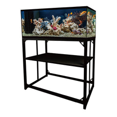 MEWSDEN fish tank stand front view with sturdy metal frame for up to 50 gallons.