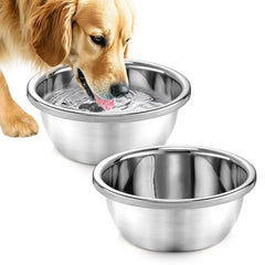 MEWTOGO 1-gallon dog bowls set for large breeds, durable stainless steel and easy to clean